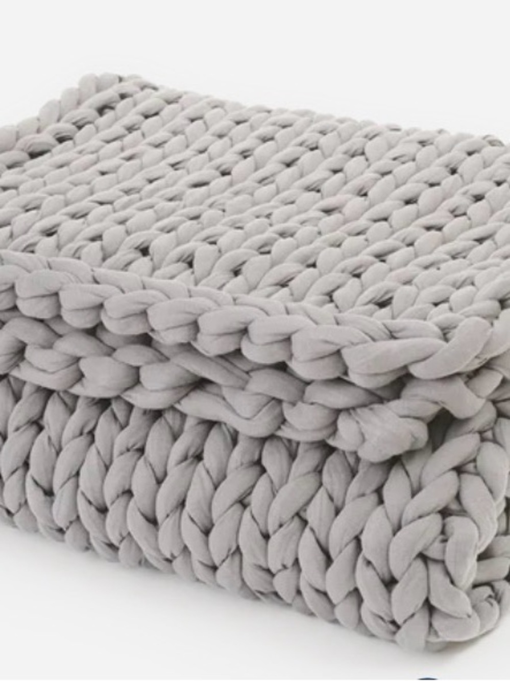 Cozy Chunky Knit Throw Blanket in Light Gray